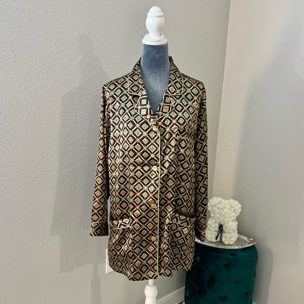 Victoria’s Secret Pajama Satin Button Long Sleeve Top